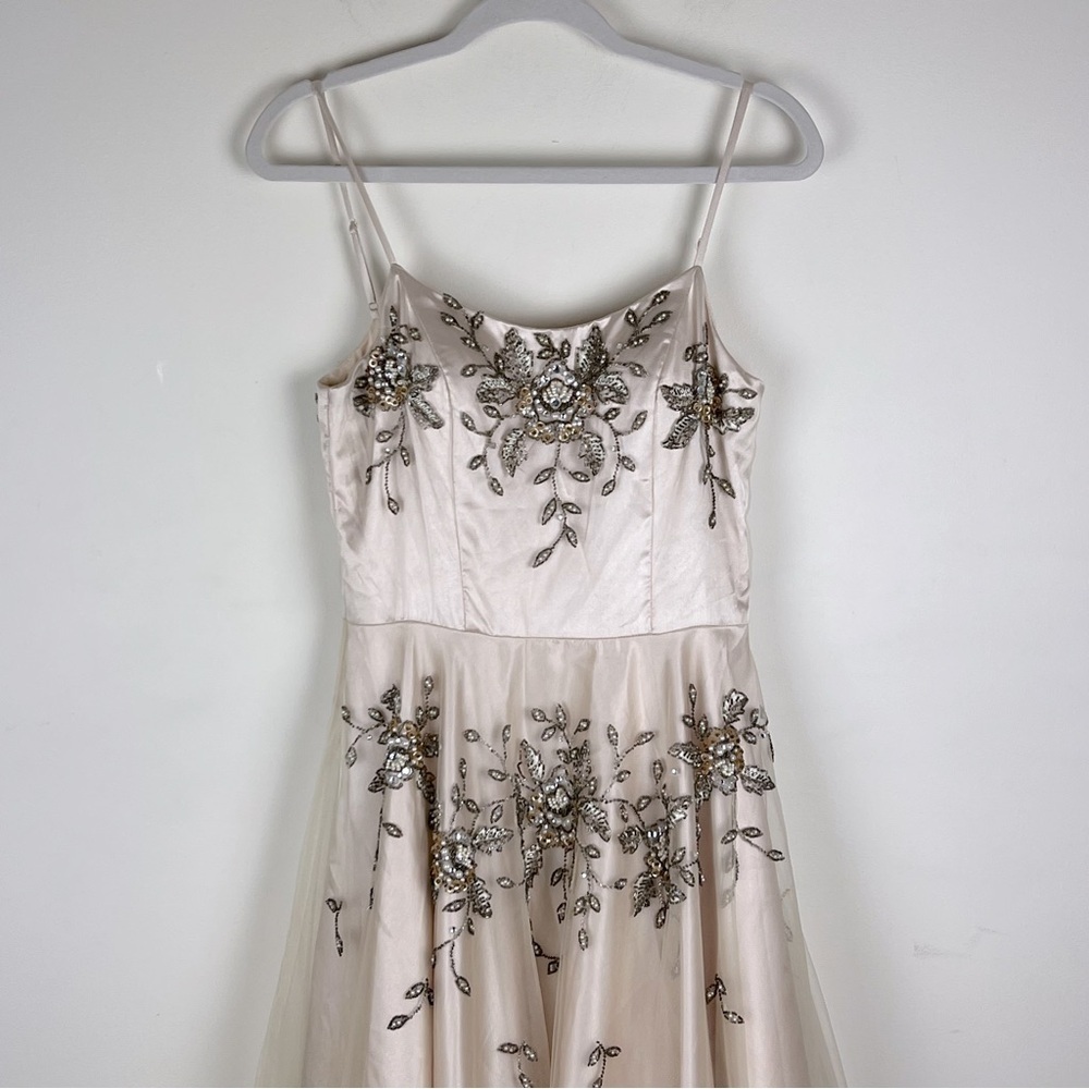 Sue Wong Nocturne Old Hollywood Coquette Fit & Flare Tulle Beaded Midi Dress 8 - Picture 3 of 14